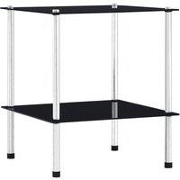 Berkfield Home 2-Tier Shelf Black 40x40x47 cm Tempered Glass | Size: 40 x 40 x 47 cm