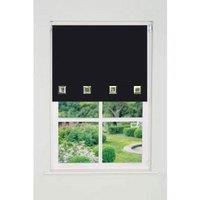 New Edge Blinds Square Eyelet Edge Roller Blind 165cm Drop Black | Size: 120 cm width x 165 cm drop