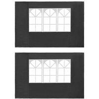 Party Tent Sidewall 2 pcs with Window PE Anthracite