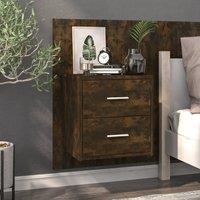 Berkfield Home Wall-mounted Bedside Cabinet Smoked Oak in Brown