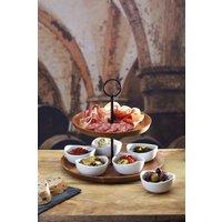 Artesa Two-Tier Serving Stand Stylish Acacia Wood & Tapas Set in Light Brown