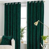 Paoletti Verona Crushed Velvet Eyelet Curtains in Emerald | Size: 229 cm width x 137 cm drop