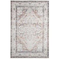 Kukoon Greige Vintage Medallion Non Slip Washable Low Pile Rug in Grey | Size: 240 cm x 330 cm