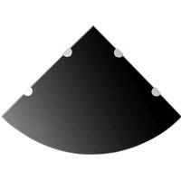 Corner Shelf with Chrome Supports Glass Black 45x45 cm