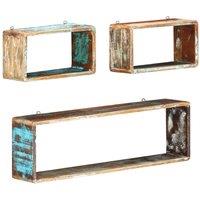 Berkfield Home 3 Piece Wall Cube Shelf Set Soild Reclaimed Wood in Brown