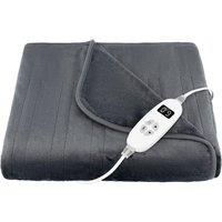 Costway Electric Heated Throw Blanket Extra Large Electric Over Blanket 10 Heat Seating in Grey | Size: 130 cm x 160 cm