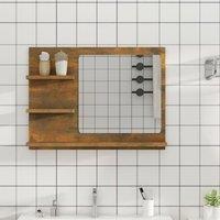Berkfield Home Bathroom Mirror Smoked Oak 60x10.5x45 cm Engineered Wood in Brown