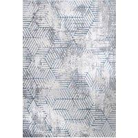 Kukoon Runner Rug Blue Grey Distressed Abstract Geometric Long Hallway Rugs in Baby Blue | Size: 120 cm x 170 cm