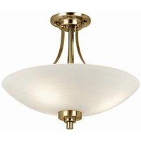 Netlighting Welles 3 Light Flush Ceiling Light White Antique Brass E27 in Gold