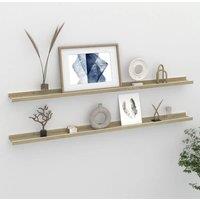Wall Shelves 2 pcs White and Sonoma Oak 115x9x3 cm