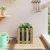 Berkfield Home Garden Planter with Fence Design 40x40x40 cm Impregnated Wood Pine in Brown | Size: 40 x 40 x 40 cm