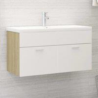 Berkfield Home Sink Cabinet White & Sonoma Oak 90x38.5x46 cm Engineered Wood