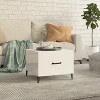 Berkfield Home Coffee Table with Metal Legs High Gloss White 50x50x40 cm | Size: 50 x 50 x 40 cm