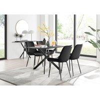 FurnitureboxUK Leonardo Grey Glass Marble Effect Black Leg Table & 4 Pesaro Black Leg Chairs