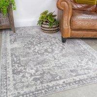 Kukoon Grey Traditional Medallion Bordered Living Area Rug in Mid Grey | Size: 240 cm x 330 cm