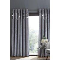 Catherine Lansfield 'Crushed Velvet Glamour Sequin' Lined Eyelet Curtains in Grey | Size: 117 cm width x 229 cm drop