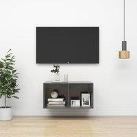 Berkfield Home Wall-mounted TV Cabinet High Gloss Grey 37x37x72 cm Engineered Wood | Size: 37 x 37 x 72 cm