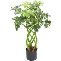 Leaf 70cm Artificial Plant Bonsai Bush Twisted Stem Golden Capella in Green