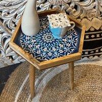 Hartsmede Handmade Hexagonal Side Table Marrakesh in Blue