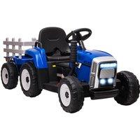 HOMCOM Ride On Tractor w/ Detachable Trailer, Remote Control, Start-Up Sound in Blue