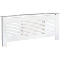 HOMCOM Extendable Radiator Cover Cabinet Slatted Design MDF White Home Office