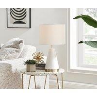 FurnitureboxUK Zoe Energy Efficient Conical Metal Table Lamp Light With Fabric Shade (Including Bulb) in White