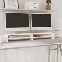 Berkfield Home Monitor Stand White 100x24x13 cm Solid Wood Pine | Size: 100 x 24 x 13 cm