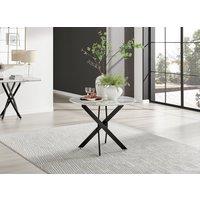 FurnitureboxUK Novara 100cm Round 4-Seater Dining Table With Black Metal Legs in Off-White