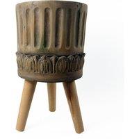 Leaf x 21.5cm Zandi Roman Composite Large Planter 40cm in Dark Brown