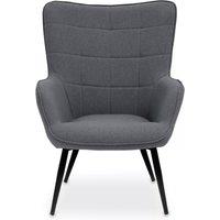 Orsina High Back Fabric Armchair with Black Legs, Versatile Durable Armchair, Easy to Maintain Bucket Chair in Grey