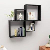 Berkfield Home Wall Cube Shelf Black 80x15x78.5 cm Engineered Wood