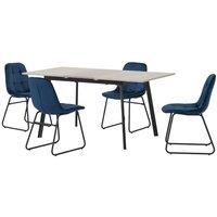 Seconique Avery Extending Dining Set with Lukas Chairs in Blue