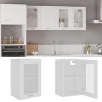 Berkfield Home Hanging Glass Cabinet White 40x31x60 cm Engineered Wood | Size: 40 x 31 x 60 cm