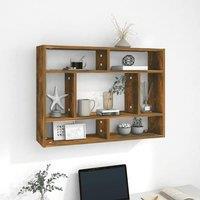 Berkfield Home Wall Shelf Smoked Oak 75x16x55 cm Engineered Wood in Brown | Size: 75 x 16 x 55 cm