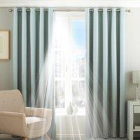 Essentials Twilight Thermal Blackout Eyelet Curtains in Duck Egg Blue | Size: 229 cm width x 229 cm drop