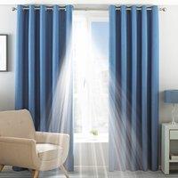 Essentials Twilight Thermal Blackout Eyelet Curtains in Mid Blue | Size: 229 cm width x 229 cm drop