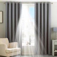 Essentials Twilight Thermal Blackout Eyelet Curtains in Silver | Size: 168 cm width x 137 cm drop
