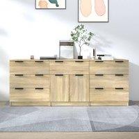Berkfield Home 3 Piece Sideboards Sonoma Oak Engineered Wood in Brown