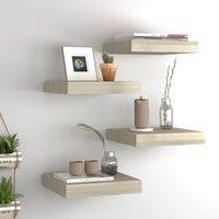 Berkfield Home Floating Wall Shelves 4 pcs Oak 23x23.5x3.8 cm MDF in Brown