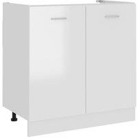 Sink Bottom Cabinet High Gloss White 80x46x81.5 cm Engineered Wood
