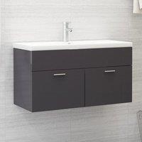 Berkfield Home Sink Cabinet High Gloss Grey 90x38.5x46 cm Engineered Wood