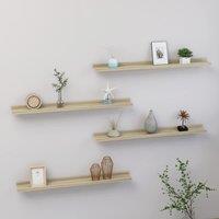 Berkfield Home Wall Shelves 4 pcs Sonoma Oak 80x9x3 cm in Brown | Size: 80 x 9 x 3 cm