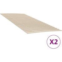 Berkfield Home Slatted Bed Bases with 48 Slats 2 pcs 90x200 cm in Brown