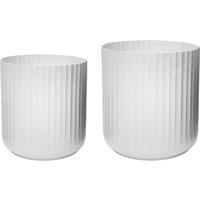 Ivyline Hudson White Corrugated Planters, Set of Two