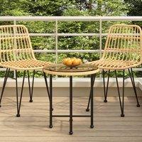 Berkfield Home Dining Table 50 cm Tempered Glass & Steel in Brown
