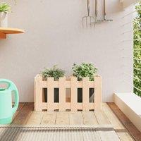 Berkfield Home Garden Planter with Fence Design 60x30x30 cm Solid Wood Pine in Brown | Size: 60 x 30 x 30 cm