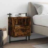 Berkfield Home Bedside Cabinet Wall-mounted Smoked Oak 40x30x61 cm Engineered Wood in Brown | Size: 40 x 30 x 61 cm