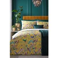 Laurence Llewelyn-Bowen 'Birdity Absurdity' 100% Cotton Sateen Duvet Cover Set in Yellow | Size: Double