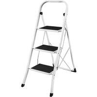Home Discount Home Vida 3 Step Folding Ladder With Anti-Slip Mat in White