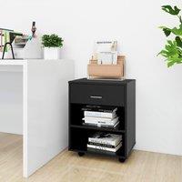 Berkfield Home Rolling Cabinet Black 46x36x59 cm Engineered Wood | Size: 46 x 36 x 59 cm